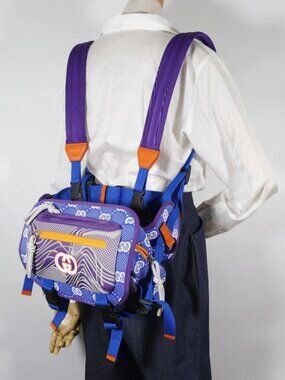 GUCCI GG small bag Backpack Daypack 752100 2WAY waist bag Blue / purple